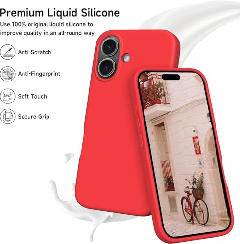 Image of Back Cover Compatible with iPhone 17 Case (6.3) Soft Touch Slim Liquid Silicone Full Protection Shock Proof Back Cover for iPhone 17 (SC Red)