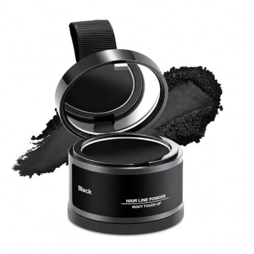 Image of Hair Line Powder Root Touch Up | Hairline Shadow Powder with Puff Applicator | Instant Hair Root Cover for Thinning Hair, Grey Roots & Bald Spots | Natural Matte Finish | Black