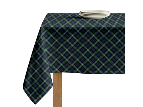 Blue & Green Tartan Tablecloth 84" x 84"