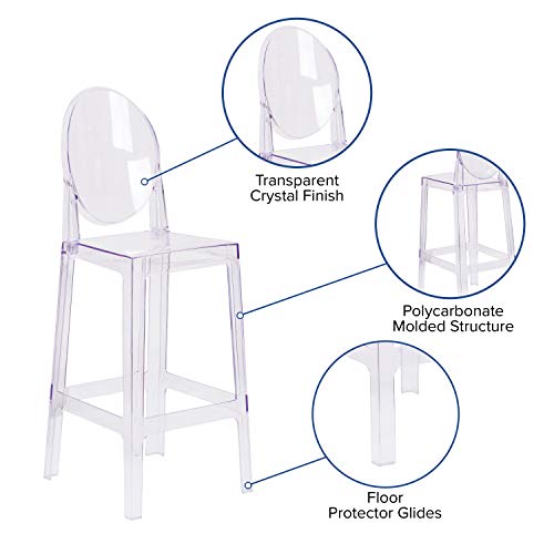 Flash Furniture Butaco Ghost con Respaldo Ovalado en Cristal Transparente miniatura 4