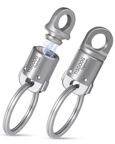 TISGOOG Titanium Quick Release Keychain, Magnetic Detachable Key Holder, Pull