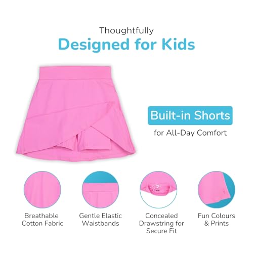 Image of YouGotPlanB Cotton Skater Skirt for Girls | Pack of 1 | Ages 3-16 Years | Attached Inner Shorts | Ideal for Sports & Play