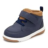 SKYWHEEL Navy Toddler Sneakers Size 9 Boys Double Hook and Loop Ankle Boots Fall Winter Warm Casual High Top Sneakers for Outdoor Play