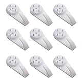 20PCS White Powerful Concrete Hard Wall Drywall Picture Hangers - Non-Trace Hanging Hooks Traceless Nail Plastic Wall Hooks for Picture Photo Frame Clock Hangers (4cm/1.57