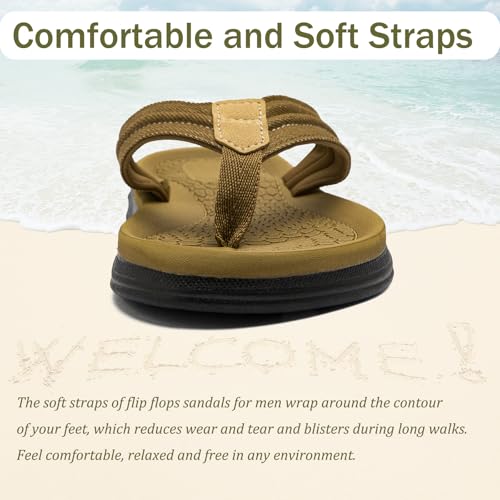 Image of Mens Flip Flops Thong Sandals Lightweight Comfortable Summer Beach Slides Soft Cushion Footbed Open Toe Slippers for Pool Showers Dorms Water Friendly Indoor and Outdoor