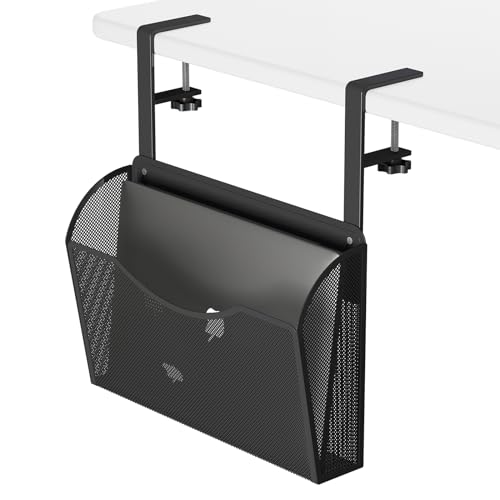 WOCHUANGSI Under Desk Storage Vertical Laptop Holder Stationery Shelf Pen Book Organization For Office Carbon Steel Stand Organizers Mount Adjustable Punch-free