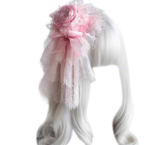 BUBEFSKD Elegant Lace Rose Hat Hair Clip With Bowknot Fashion Anime Costume Hat Clip Masquerades Party Dress Up Headpieces Party Decors