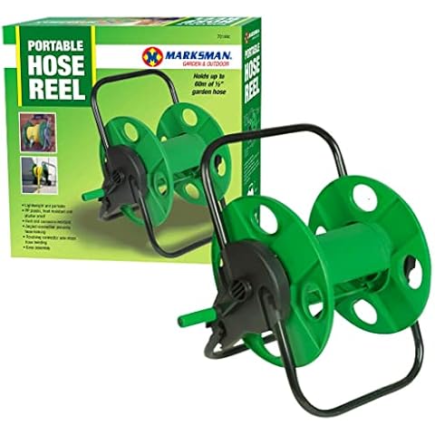 Portable Garden Hose Reel Water Pipe Cart Rack Winder Storage Holder 1/2” x 60m Wall Mountable Free Standing with Rotating Handle Cover