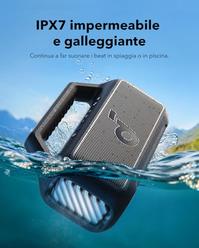 Soundcore Cassa Bluetooth Portatile Boom 2, 80W Booming Sound con Subwoofer e BassUp 2.0, 24H, IPX7, Luce LED, USB-C, EQ Personalizzato, per Esterni, Campeggio Spiaggia e Giardino - Immagine 5
