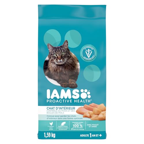 IAMS Proactive Health Indoor Weight & Hairball Care Adult Dry Cat Food – Chicken & Turkey - 1.59KG (3.5LB) Bag image 7