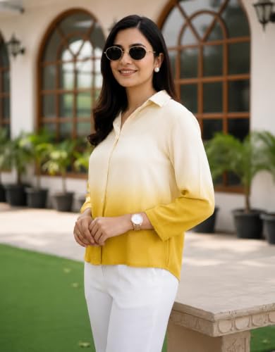 Image of Women's Ombre Pink Casual Shirt for Women | Full Sleeve Stylish Western Top | Soft Regular Fit Button Down Shirt for Girls & Women