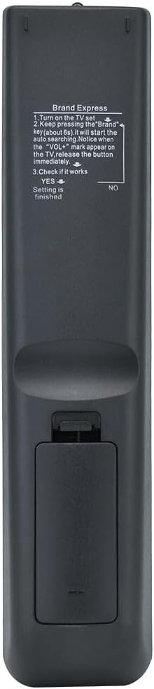 Angled view of the XINFUTE RM-L1098+12 universal TV remote control, showing button layout.