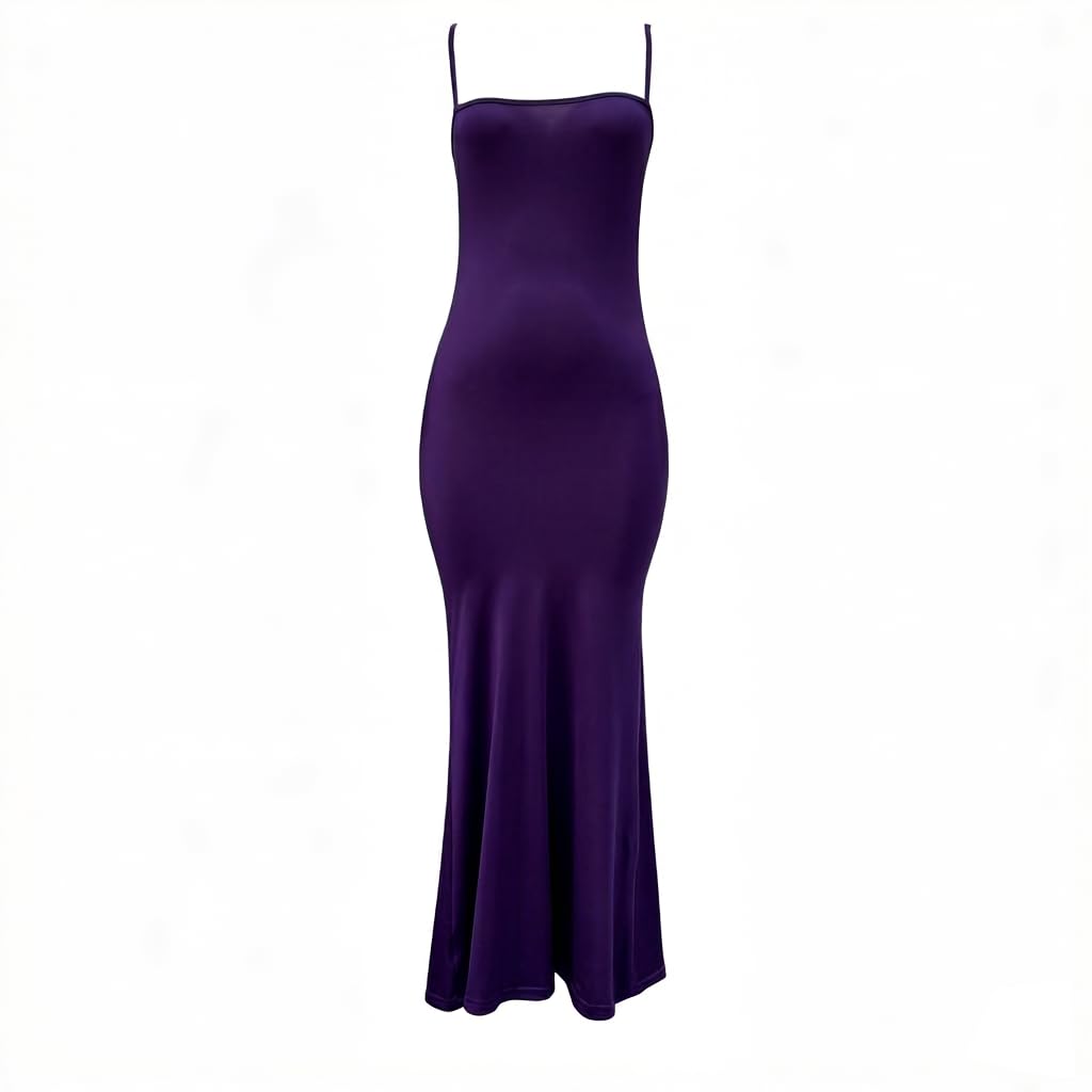 Maxi abito da donna sensuale casual, elegante, senza maniche, con schiena scoperta, aderente
