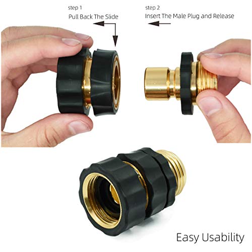 Plg 3/4" Garden Hose Quick Connect Male And Female Water Hose Fittings 4 Sets #TOP4