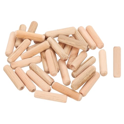uxcell 150Pcs 2/5" x 1-4/7" Wooden Dowel Pins, Wood Dowels Rods, Furniture Woodworking Grooved Fluted Pin, Wooden Dowels Fluted for Craft, DIY Projects
