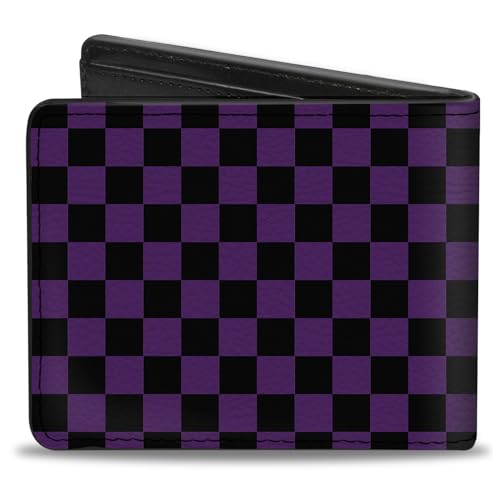 Buckle-Down Men's Wallet, Bifold, Checker Black Purple, Vegan Leather, Multi, 4.0