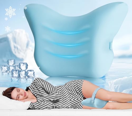 Hydomi Orthopaedic Knee Pillow for Side Sleepers | Premium Memory Foam Leg Support Cushion with Cooling Cover for Sleeping | Adjustable Strap for Back, Hip & Sciatica Relief