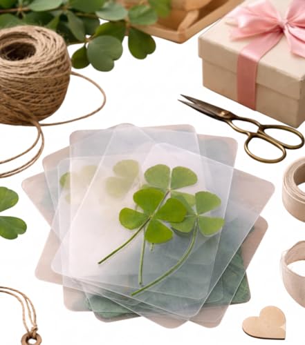 Image of Real Four-Leaf Clover Card (pack of 1) - Laminated Pressed Leaves, Waterproof Preservation, Good Luck charm, perfect gift, Lucky key chain, bag charm, | Free 'clover necklace' gift inside ! |