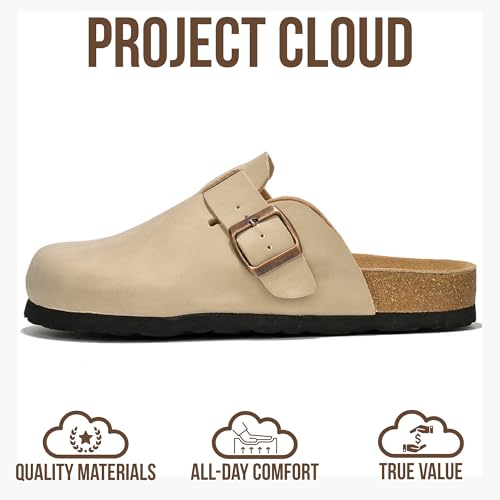 Image of Project Cloud 100% Genuine Leather Footbed Clogs for Women - Memory Foam Arch Support Slippers for Women - Trendy Slip-ons Women's Mules & Clogs Sandals