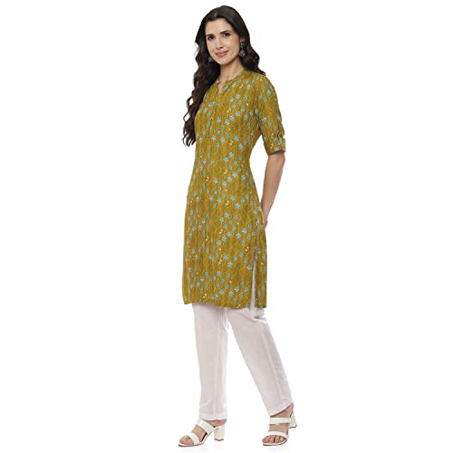 Image of Rangriti Lime Green Liva Straight Kurta for Women