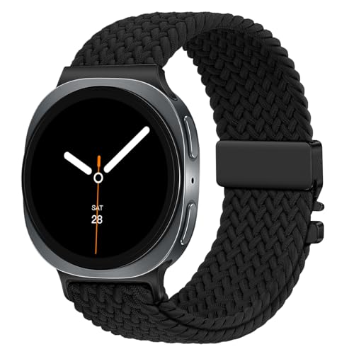 Connectif Elastisches Geflochtenes Armband für Galaxy Watch 8 40mm/44mm/46mm atmungsaktiv & schnell trocknend verstellbar für dünne & dicke Handgelenke Ersatzarmband für Damen Herren Schwarz