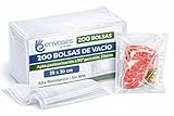 Envases y Más Bolsa De Vacío Gofrada Para Alimentos Compatible Con Máquinas De Envasado Domésticas Sellado Hermético Alta Resistencia Apto Sous Vide Y Conservación Prolongada (200/300mm 200 Bolsas)