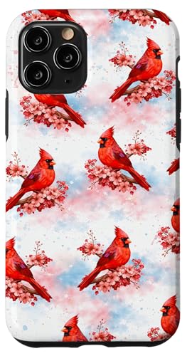 ���ʉ� ���b�h �J�[�f�B�i�� �t���[���� �o�[�h�E�H�b�`���O �X�}�z�P�[�X iPhone 11 Pro �p