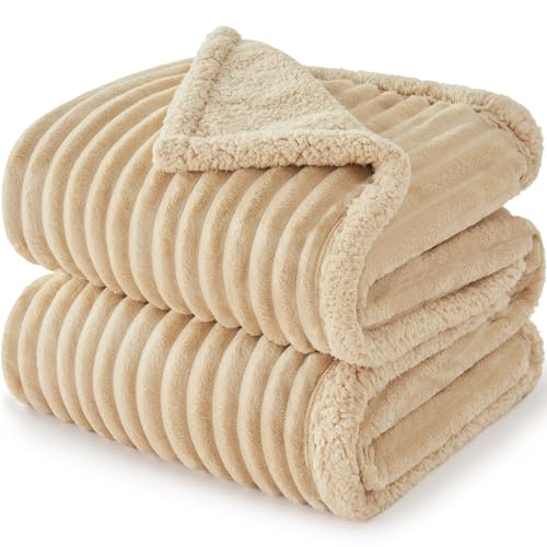 AIPERRO Waterproof Dog Blanket for Large Dogs, Washable Soft Puppy Cat Blanket Flannel Cotton Velour for Sofa Couch Protector, Comfort & Security Reversible Bed Protection for Pet, 40"X50", Khaki