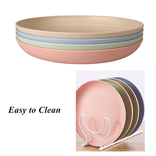 WANBY servizio piatti in plastica Leggeri Grandi 4 Pezzi Indistruttibili per Cena Riutilizzabili e non Tossina Lavastoviglie e Forno a Microonde Sicuri e Sani per Bambini e Adulti - immagine 5