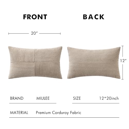 Image of MIULEE Taupe Decorative Lumbar Throw Pillow Covers 12x20 Inch 2 Pack