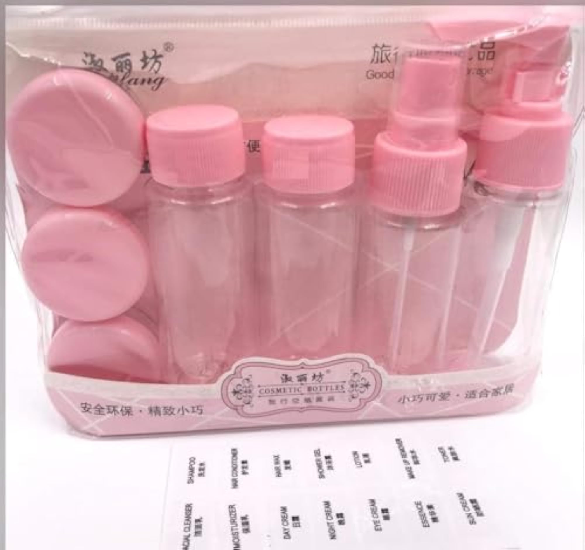 Travel Bottles Set, 7 Pcs Clear Plastic Containers for Toiletries