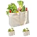 ATBAY 100% Cotton Canvas Washable Grocery Tote Bag with 11.8"L Shoulder Strap and Removable Bottom Base Stiffener Insert - Natural (3 Pack)