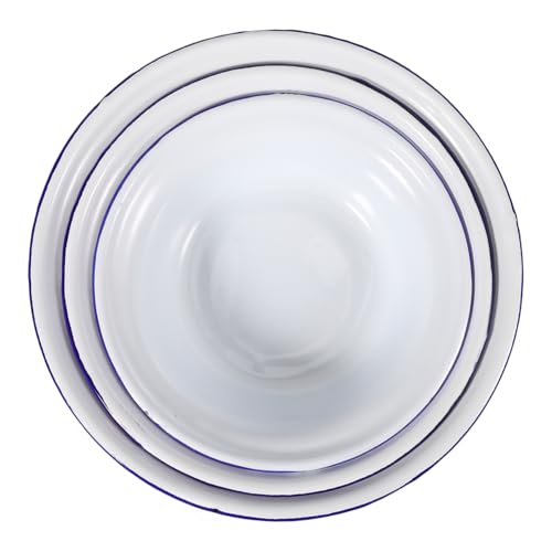 Hemobllo 3pezzi Ciotole Smaltate Vintage Da Ciotole Per Zuppa e Conservazione Piccole Scodelle in Smalto Per Frutta e Snack Rinforzato Antispreco Design Retrò Per Cucina e Casa