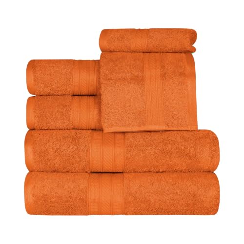 Superior 700 GSM Long Staple 100% Combed Cotton, Durable, Plush and Absorbent 6-Piece Single Ply Towel Set - Sandstone
