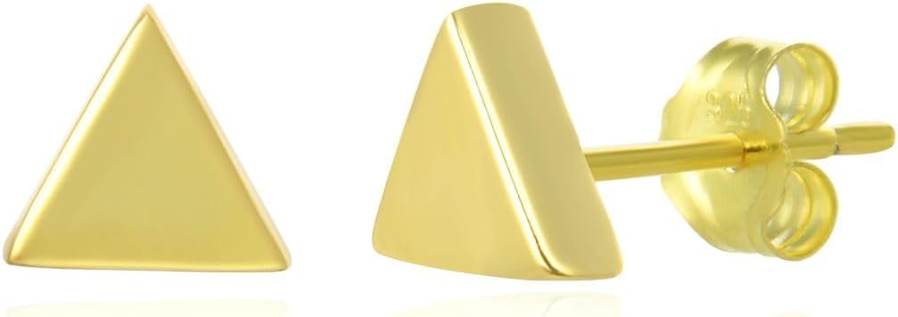 Adabele Real Yellow Gold Plated Sterling Silver Tiny Stud Earrings Circle Dot Triangle Star Moon Bar Minimalist Hypoallergenic Nickel Free Women Fine Jewelry