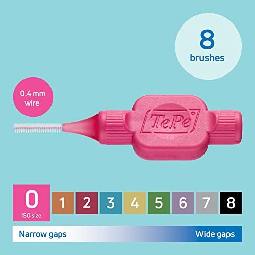 TePe Interdental Brush, Original, Pink, 0.4mm/ISO 0, 8pcs, Plaque Removal, efficient Clean Between Teeth, Tooth Floss, for Narrow Gaps - View 5