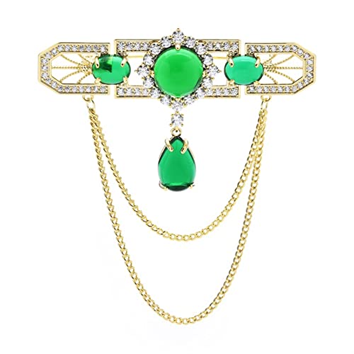 Broche pour femmes style palais rétro avec chaîne élégante en fleur pour banquet et mariage