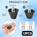 12pcs Rugby Studs Football Boots Replacement - Sturdy Metal & Rubber Studs for Football Shoes, 2 Sizes (Men, Boys, Kids), Black, 5mm, 13mm & 16mm Screws - Image 2
