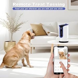 2K Pet Camera Security Dogs Camera On Device AI Tracking and Pet Monitoring 360 View with Treat Dispenser Local Storage 2 Way Audio Phone App Motion Only Alert Blue