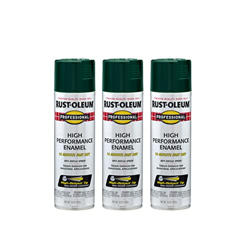 Image of Rust-Oleum 7538838-3PK Professional High Performance Enamel Spray Paint, 15 oz, Gloss Hunter Green, 3 Pack