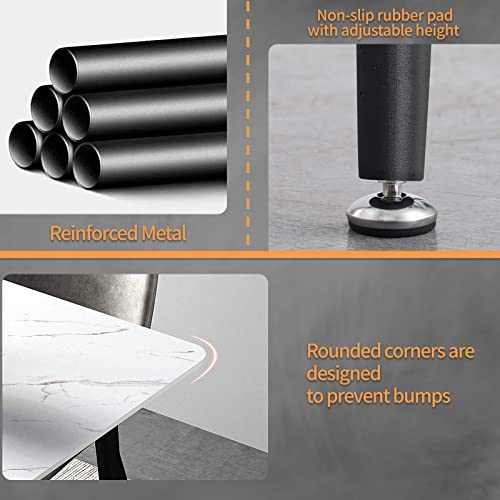 Dining Table With Sintered Stone Table Top And Metal Legs, Modern Kitchen Table For Living Room, Dining Room,Home And Office (White Table 55), 55X27.5X29 White Table #TOP4