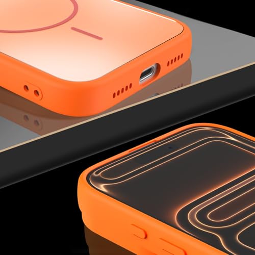 Coque magnétique iPhone 17 Pro Max orange avec support intégré en PC durable - 8