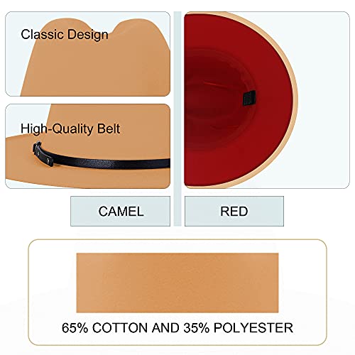 Wide Brim Fedora Hats for Women Men Two Tone Dress Hat Felt Panama Hat in Two Audlt Size3