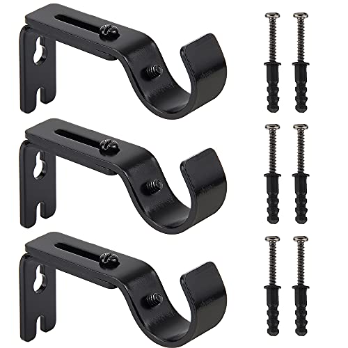 Staffe Per Tende Soffitto - 4 Pezzi Con Viti | Supporto Asta Tenda Nero Per Soffitto E Parete - Foto 11