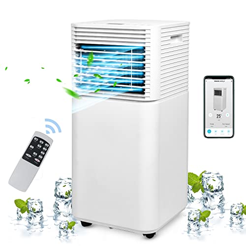 Jopassy Climatiseur mobile 7000 BTU 5 en 1 Refroidissementchauffagedéshumidificateurventilateurmode nuit avec télécommande et tuyau d'évacuation Contrôle par application Minuterie 24H pour