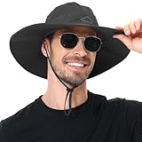 ZOORON Sun Hats for Men Women UPF 50+ Bucket Hat UV Protection Boonie Hat for Fishing Hiking Garden Safari Beach Black