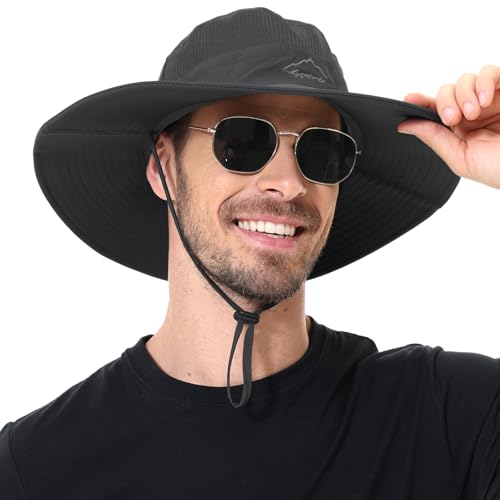 ZOORON Sun Hats for Men Women UPF 50+ Bucket Hat UV Protection Boonie Hat for Fishing Hiking Garden Safari Beach Black