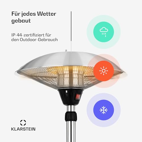 blumfeldt Heat Guard • Heizstrahler • Terrassen-Heizpilz • Standheizer • IP44 • 3 Stufen: 900, 1200 und 2100 W • höhenverstellbar • witterungsbeständig • Aluminium-Standfuß • 1.8 m Netzkabel • silber - 4