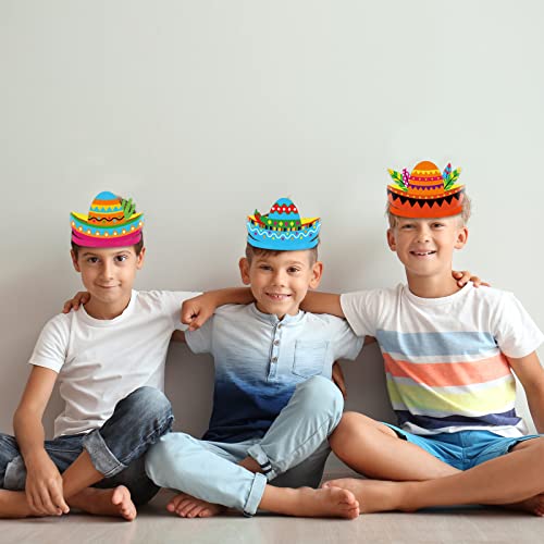 Chiazllta 24 Pieces Cinco De Mayo Fiesta Sombrero Party Hats Fun Fiesta Paper Party Crown Headbands Mexican Theme Decorations Favor Supplies thumb #5