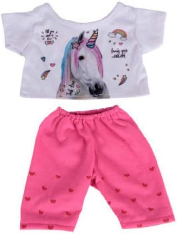 Sparkly Unicorn T-Shirt and Pink Leggings - Bear Clothes - Bear Clothes Outfit -16"/40cm - fits Build a Bear
